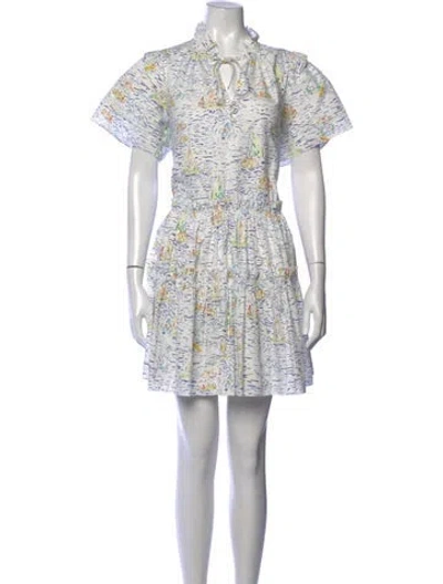 Pre-owned Hunter Printed Mini Dress In White