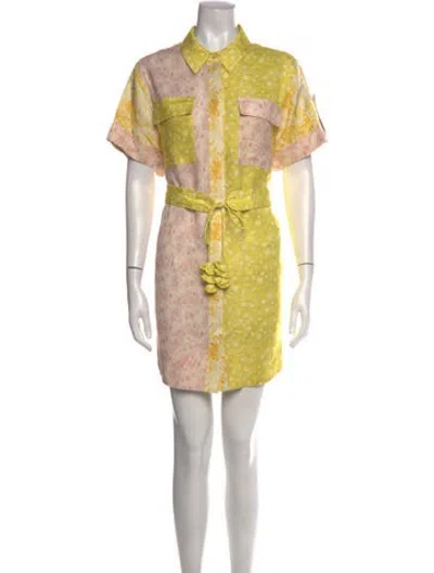 Pre-owned Hunter Printed Mini Dress In Yellow