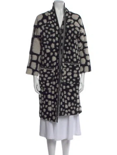 Pre-owned Hunter Printed Open Front Sweater In Black