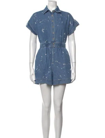 Pre-owned Hunter Printed Romper In Blue