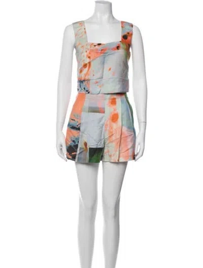 Pre-owned Hunter Printed Short Set In White