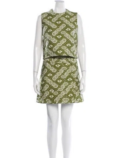 Pre-owned Hunter Printed Skirt Set In Green
