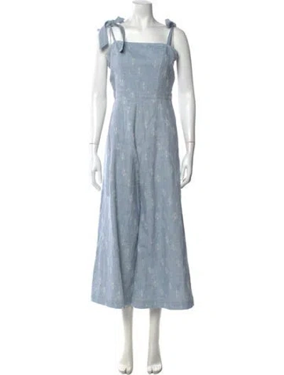 Pre-owned Hunter Printed Square Neckline Jumpsuit In Blue