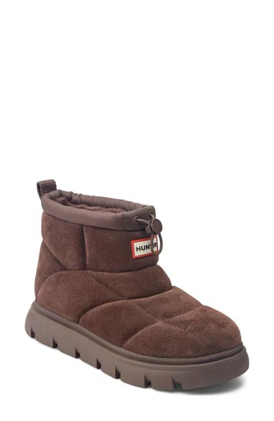 Hunter Quilted Bootie In Dark Brown