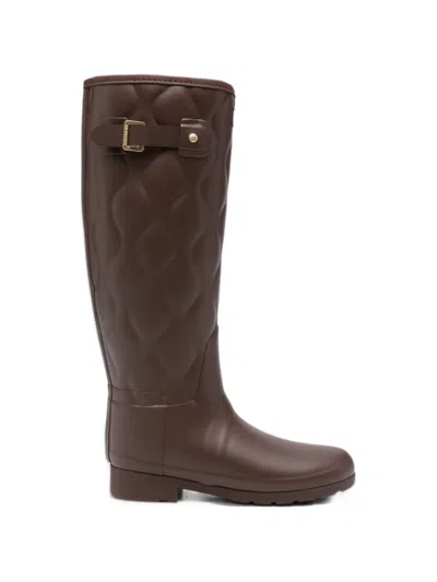 Hunter Quilted Buckle-fastening Boots In Brown