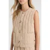 Hunter Quilted Button Down Vest In Neutral