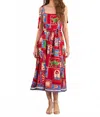 Hunter Quincy Midi Dress In Santa Fe In Red