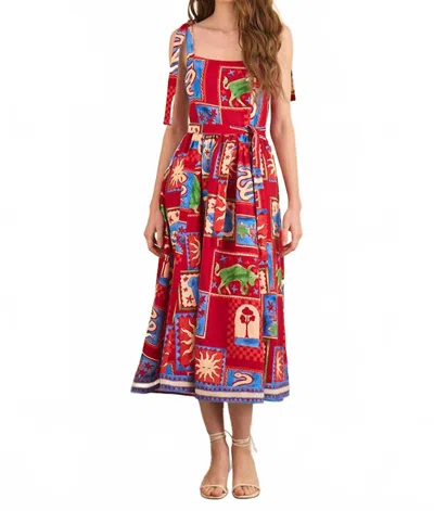 Hunter Quincy Midi Dress In Santa Fe In Red