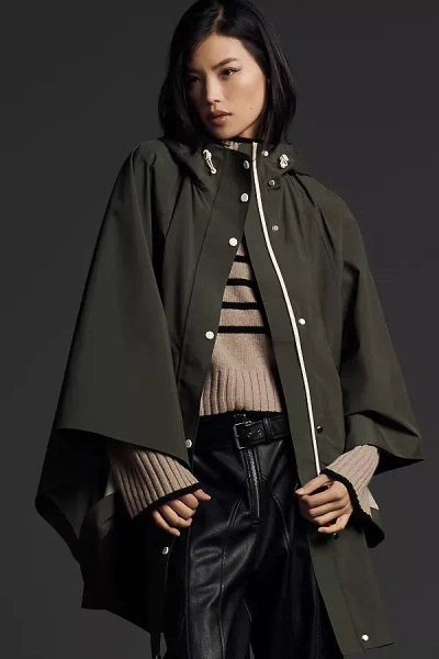 Hunter Rain Bonded Novelty Cape Jacket In Green