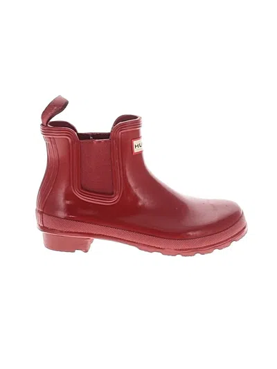 Pre-owned Hunter Rain Boots In Burgundy