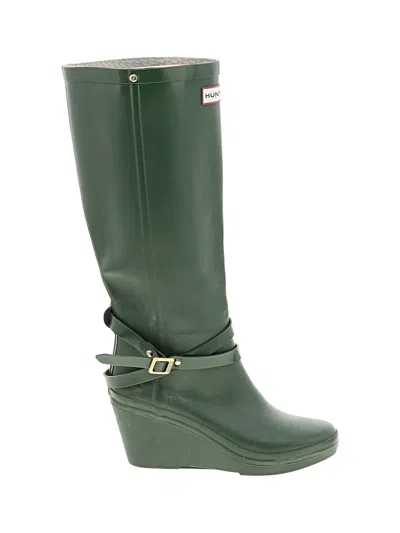 Pre-owned Hunter Rain Boots In Green