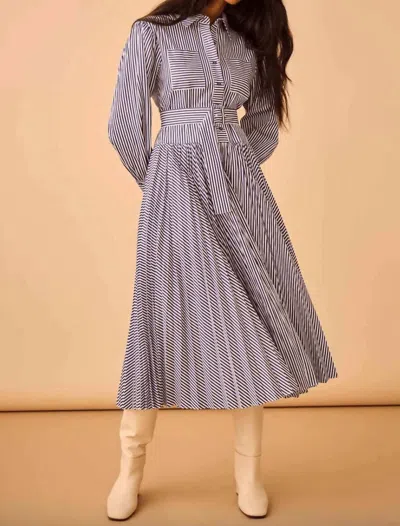 Hunter Randolph Dress In Navy Stripe In Blue
