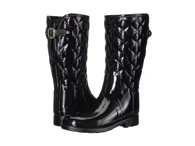 Hunter Refined Gloss Quilt Short Rain Boots In Animal Print