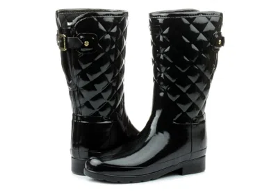 Hunter Refined Gloss Quilt Short S1029rgl Women's Us 8 Black Rain Boots Zpo3372