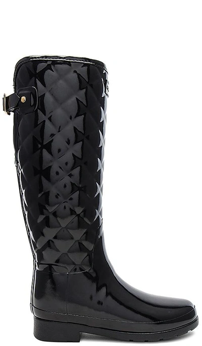 Hunter Refined Gloss Quilt Tall Boot In Black