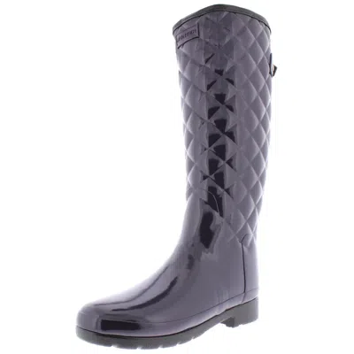 Hunter Refined Gloss Womens Tall Knee-length Rain Boots In Purple