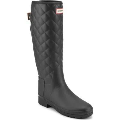 Hunter Refined Quilted Rain Boot In Black
