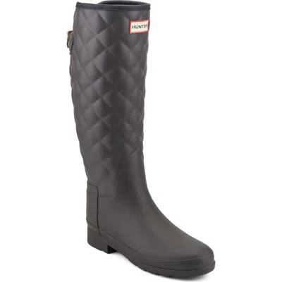 Hunter Refined Quilted Rain Boot In Brown
