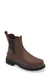 Hunter Refined Stitch Waterproof Chelsea Boot In Brown Bolt/black