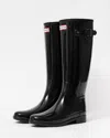 Hunter Refined Tall Gloss Slim Fit Womens Boots In Black
