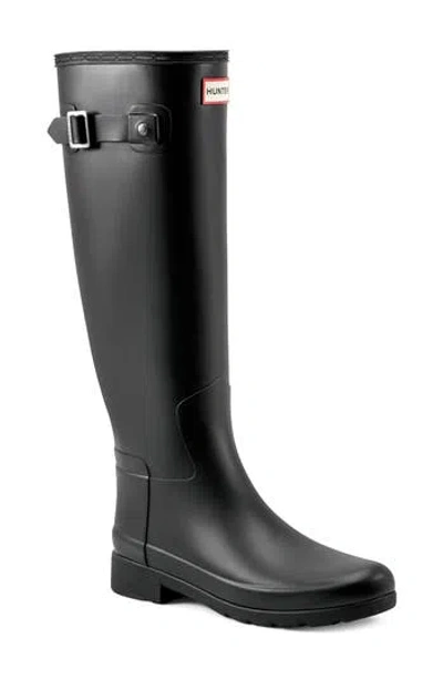 Hunter Refined Tall Waterproof Rain Boot In Black