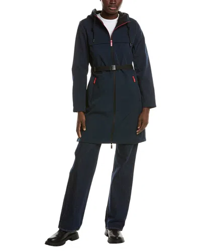 Hunter Reina Softshell Mid-length Novelty Belt Coat In Blue