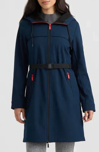 Hunter Reina Water Repellent Softshell Belted Coat In Blue