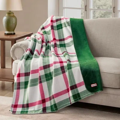 Hunter Reversible Plaid Plush Throw Blankets In Maria
