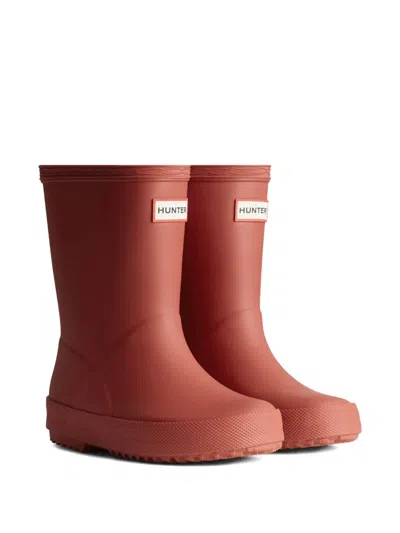 Hunter Ridged-sole Boots In Red