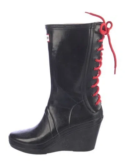 Pre-owned Hunter Rubber Boots In Black/blue