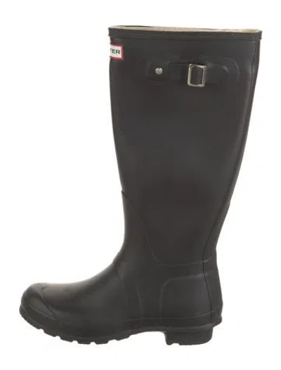 Pre-owned Hunter Rubber Chain-link Accents Rain Boots In Black