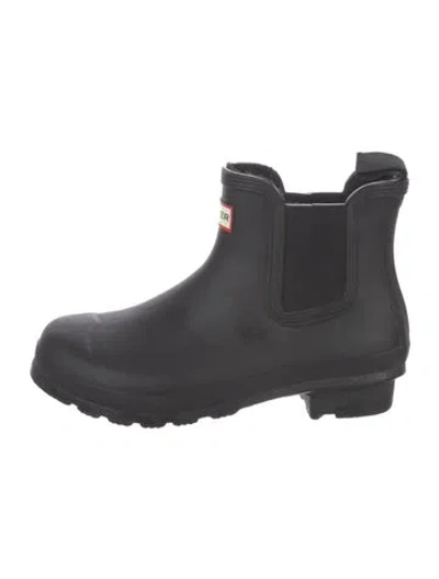 Pre-owned Hunter Rubber Chelsea Boots In Black