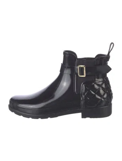 Pre-owned Hunter Rubber Chelsea Boots In Black