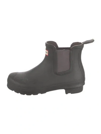 Pre-owned Hunter Rubber Chelsea Boots In Black