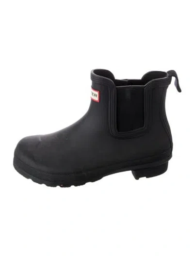 Pre-owned Hunter Rubber Chelsea Boots In Black