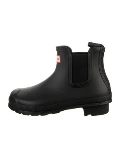 Pre-owned Hunter Rubber Chelsea Boots In Black
