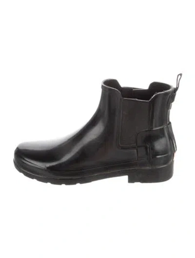 Pre-owned Hunter Rubber Chelsea Boots In Black