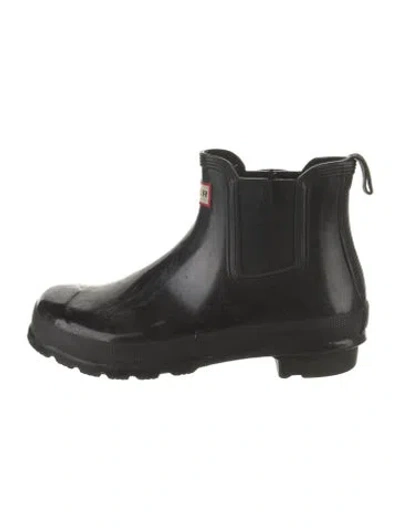 Pre-owned Hunter Rubber Chelsea Boots In Black