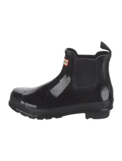 Pre-owned Hunter Rubber Chelsea Boots In Black