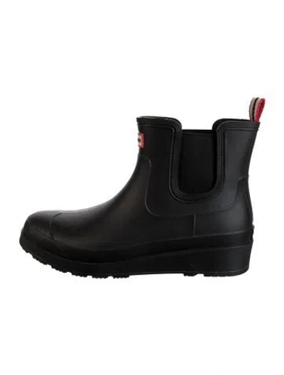 Pre-owned Hunter Rubber Chelsea Boots In Black