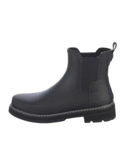 Pre-owned Hunter Rubber Chelsea Boots In Black