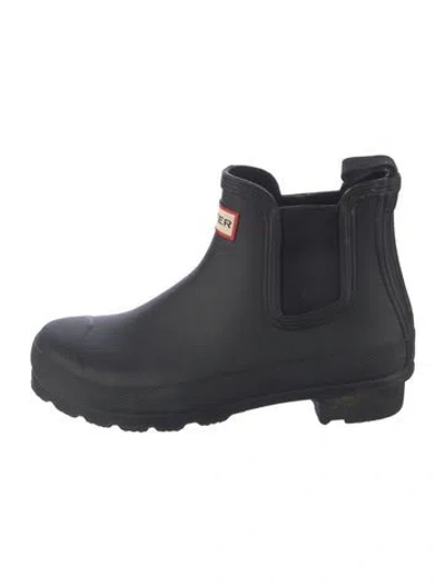 Pre-owned Hunter Rubber Chelsea Boots In Black/blue