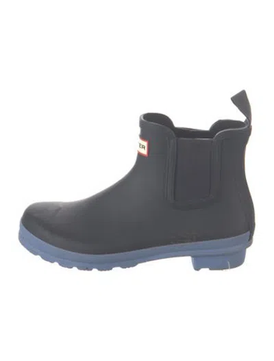 Pre-owned Hunter Rubber Chelsea Boots In Blue