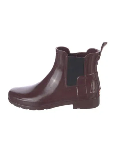 Pre-owned Hunter Rubber Chelsea Boots In Burgundy