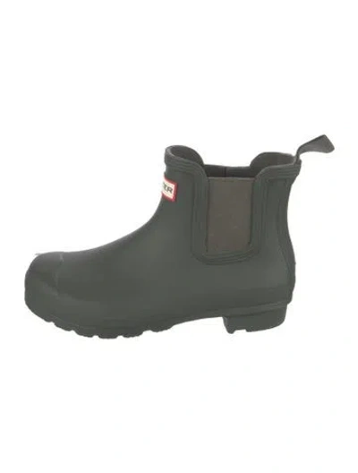 Pre-owned Hunter Rubber Chelsea Boots In Green