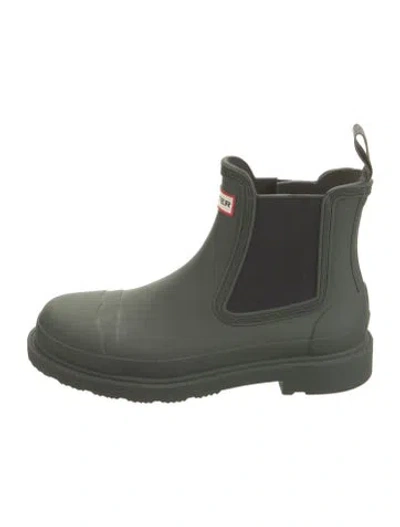 Pre-owned Hunter Rubber Chelsea Boots In Green