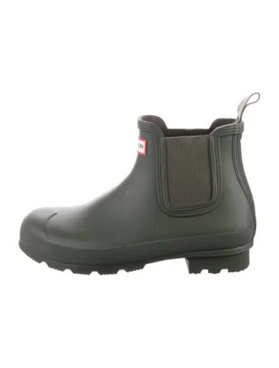 Pre-owned Hunter Rubber Chelsea Boots In Green