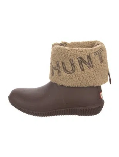 Pre-owned Hunter Rubber Colorblock Pattern Boots In Brown