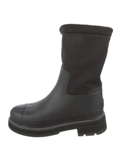 Pre-owned Hunter Rubber Colorblock Pattern Rain Boots In Black