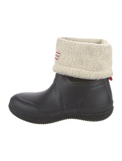 Pre-owned Hunter Rubber Colorblock Pattern Rain Boots In Black